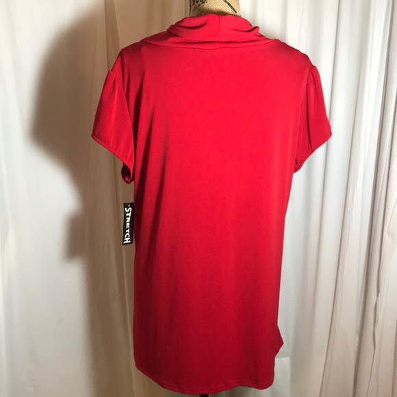 🆕 Red Shawl Collar Stretch V Neck Blouse Plus 3X - Picture 3 of 6